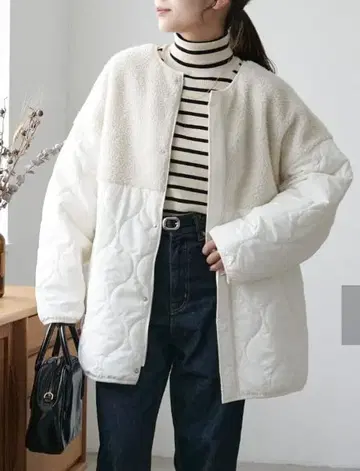 디스코트 보아 절개 퀼팅 코트 M