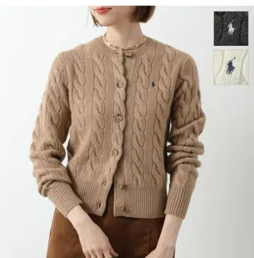 택 포함 랄프 로렌 케이블 니트 가디건 S 사이즈