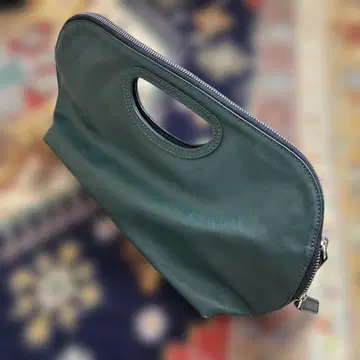 가죽 핸드백 투톤 그린과 네이비