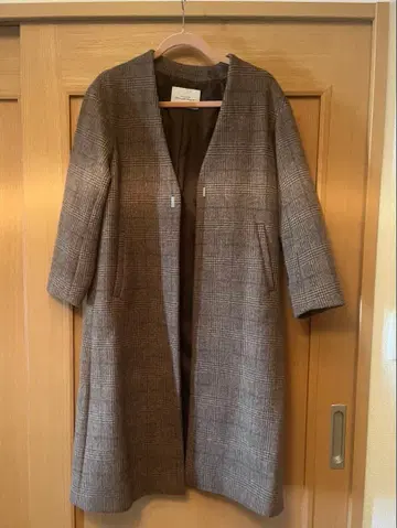 green label relaxing 34 글렌체크 노카라 코트