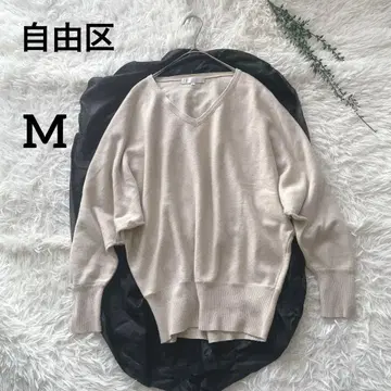 자유구 울 캐시미어 돌먼 실루엣 니트 V넥 베이지 M