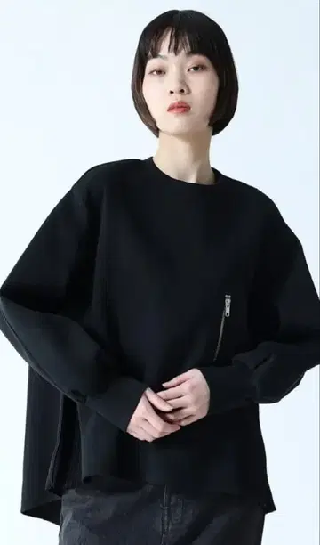 LASUD 라슈드 사이드 지퍼 디자인 풀오버 블랙 사이즈 9호