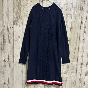 타미힐피거 케이블 니트 스웨터 롱 네이비 S