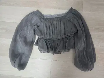 [Heather] 그레이 쉬폰 블라우스