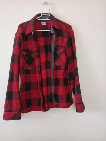 플랫 헤드 플란넬 셔츠 빨간색/블랙 사이즈 4 (L)