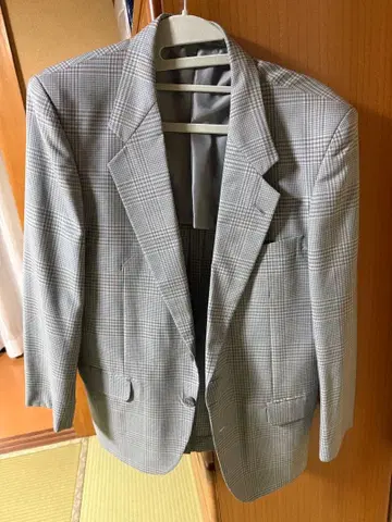80년대 빈티지 TEEWEE 그레이 체크 무늬 비즈니스 자켓