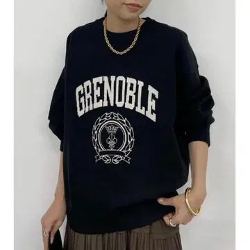 Loungedress 라운지 드레스 자카드 로고 니트 블랙 긴팔 블랙