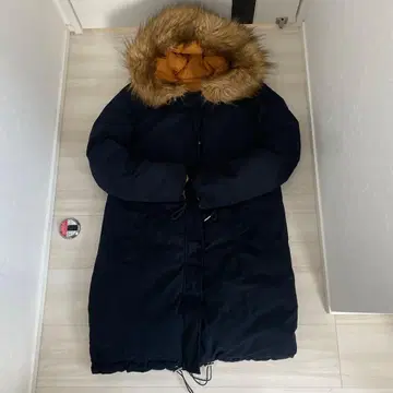 ZARA 네이비 오렌지 리버서블 아우터 xs 다운 자켓