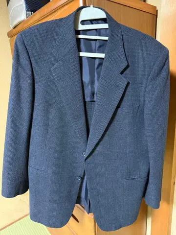 BLUE HILLS 네이비 체크 무늬 테일러드 자켓