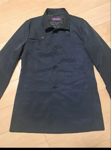 진한 네이비/잔잔한 패턴/스텐카라 코트