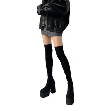 [새상품급] EMODA 에모다 스퀘어 핏 롱 부츠 M 니하이 부츠