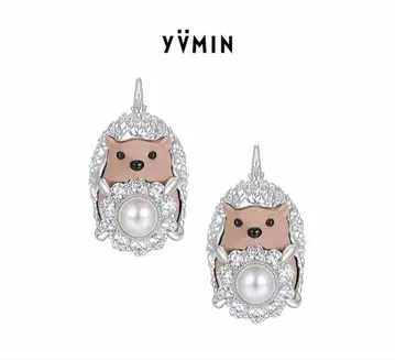 yvmin 새상품 고슴도치 x 펄 x 스톤 귀걸이