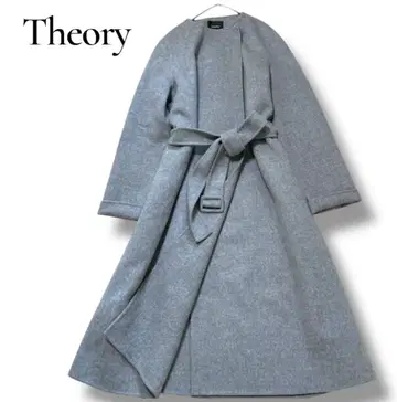 띠어리 더블 페이스 캐시미어 노카라 롱 코트 벨트