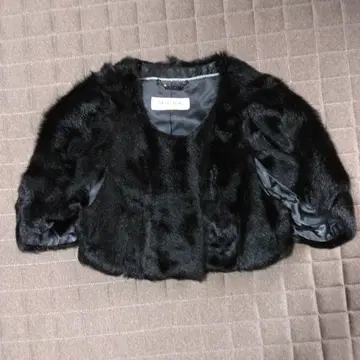 블랙 퍼 숏 가디건