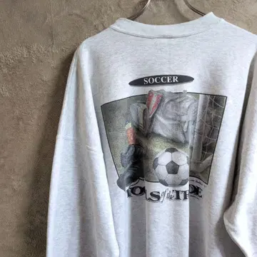 90년대 축구공 카피라이트 맨투맨 아트 그레이