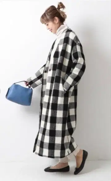 스픽 앤 스팬 블록 체크 V 컬러 롱 코트 Spick & Span