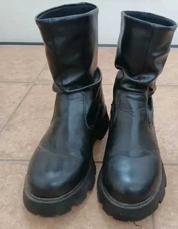 가죽 롱 부츠 블랙