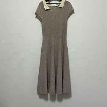 Rene 르네 옷깃 탈부착 가능 A라인 니트 원피스 베이지 34