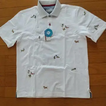 Hush Puppies 개 자수 화이트 피케 셔츠 M 사이즈 새상품