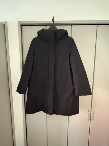 유니클로 UNIQLO 블랙 후드 부착 롱 다운 자켓 코트 M