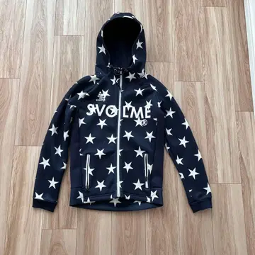 Svolme 별 패턴 풀 집업 후드티 네이비