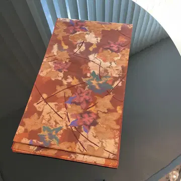 롯추 아름다운 브라운 계열 잎 무늬 후쿠로 오비