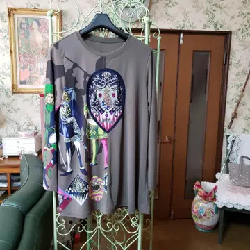 자수 아트 프린트 긴팔 튜닉