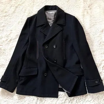 그린 레이블 릴랙싱 피 코트 울 혼방 X L 블랙