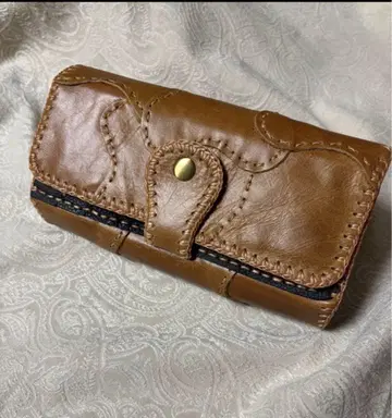 미사용 새상품 브라운 가죽 손바느질 장지갑