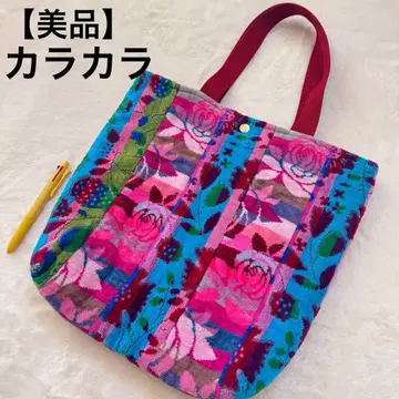 [새상품급] 카라카라 상사 플라워 토트백 일본제 장미 딸기