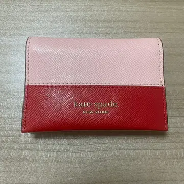 kate spade 이단 접이식 카드 케이스 핑크/레드