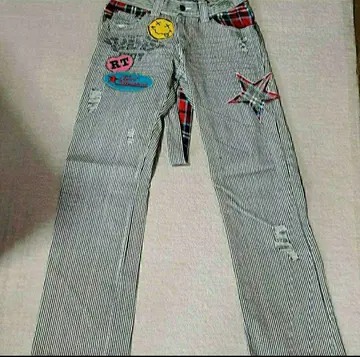 데님 팬츠 서스펜더 스마일 스타