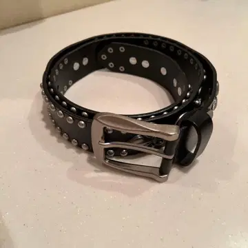 스터드 장식 블랙 벨트 천연 가죽