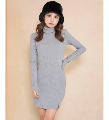 다리치 슬릿컷 미니 원피스 그레이