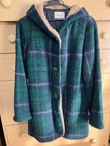 Maple feel 후드 부착 체크 코트