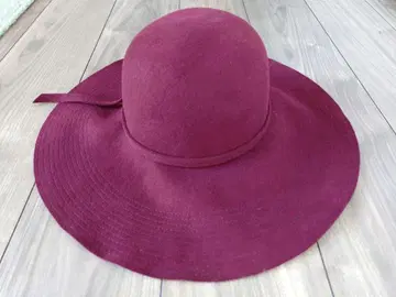 와인 레드 색상 울 햇 58cm