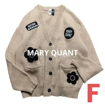 마리콴트 V넥 가디건 니트 데이지 베이지 두꺼운 원단