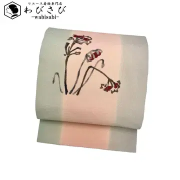 나고야 오비 추상 초화 무늬 그라데이션 염색 크레이프 원단 O-3942