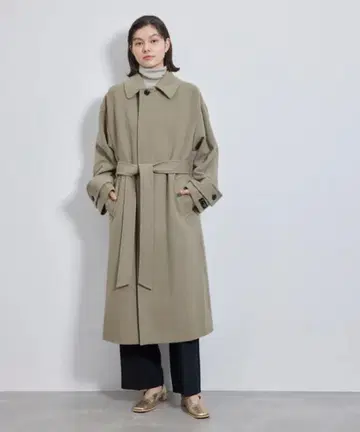 로페피크닉 JAPAN FABRIC 스탠드 카라 롱 코트 브라운