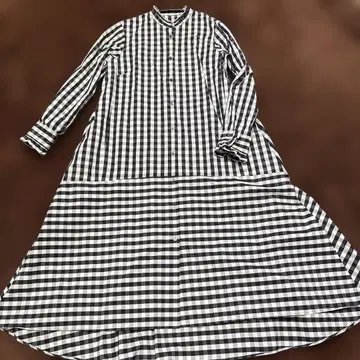 온워드 쿠미쿄쿠 체크 무늬 롱 셔츠 원피스