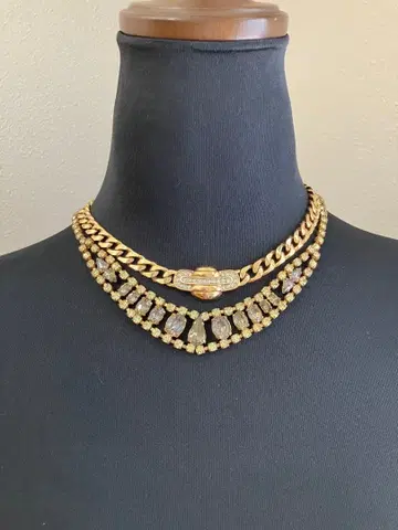 겨울 할인 니나리치 외 골드 체인과 크리스탈의 목걸이 블레스 5연