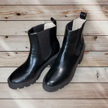 블랙 사이드 고어 부츠 새상품급 힐 8cm