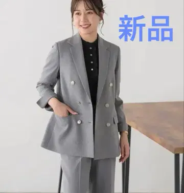 새상품 아오키 트위드 스트레치 더블 자켓 더블 브레스트