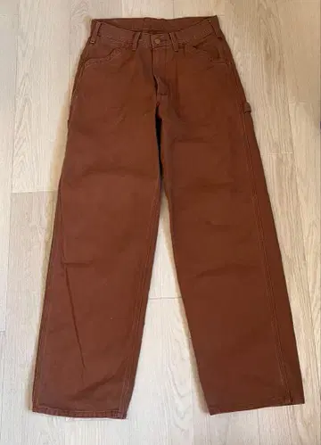 Lee 브라운 스트레이트 데님 팬츠 사이드 포켓 포함