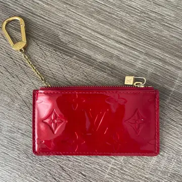 레드 패턴트 레더 코인 케이스