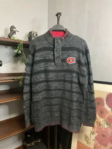 00 s NHL Canadiens 스웨터 하프 지퍼 하프 버튼