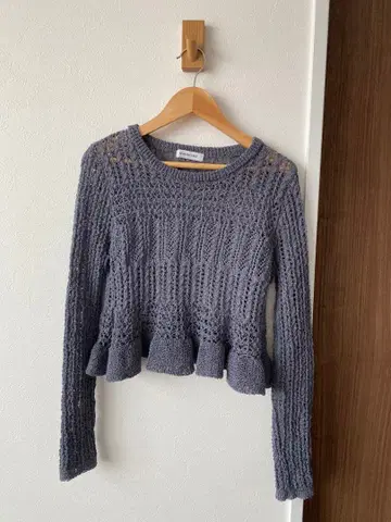 [ NATURAL BEAUTY BASIC ] 크롭 레이스 메쉬 니트