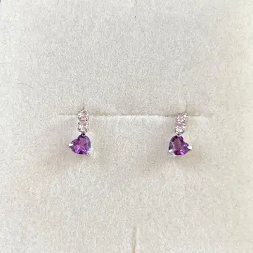 k10 화이트 골드 자수정 귀걸이