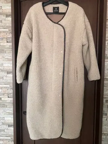 nano UNIVERSE 파이핑 보아 자켓 롱 기장 베이지 38