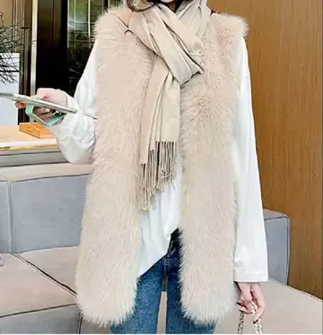 아이보리 퍼 베스트 M 사이즈